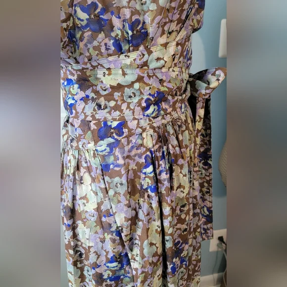 & Other Stories Relaxed Wrap Maxi Dress Womens 6 Brown & Multi Floral Silk Blend - Picture 10 of 16